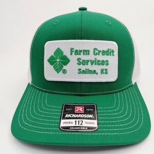 Farm Credit Services Green and White Richardson Trucker Hat